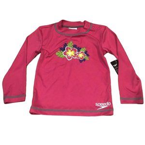 Speedo Long Sleeve Shirt Raspberry Rose Size Medium 5 Girls Swim Water Vacation